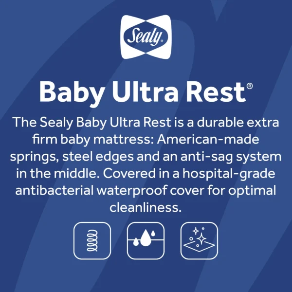 Sealy Baby Ultra Rest 2-Stage Antibacterial Baby Crib & Toddler Mattress, 204 Coil - Image 4