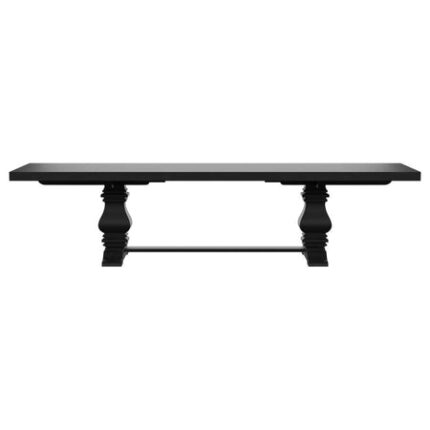 Florence 126" Extension Pedestal Dining Table - Distressed Black