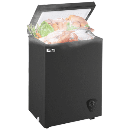 WANAI Chest Freezer, 3.5 Cubic Deep Freezer with Top Open Door and Removable Storage Basket, 7 Gears Temperature Control, Energy Saving