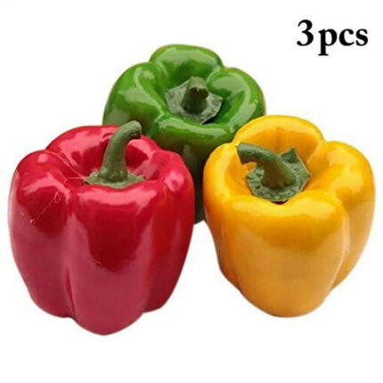 3Pcs Artificial Bell Peppers Fake Veggie Colorful Bell Peppers for Decoration, Decorative Vegetables, Red Green Yellow Bell Peppers