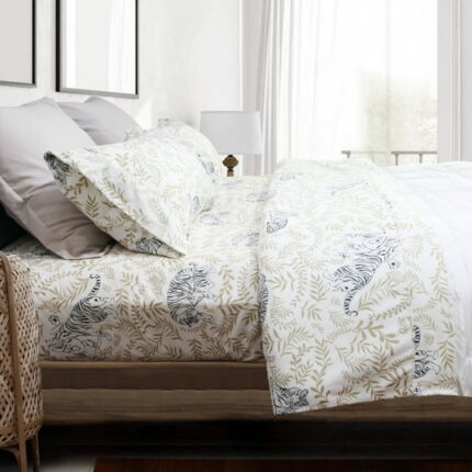 4 Pieces Microfiber Flannel Beding Sheet Set Full, Stripe Grey Color Deep Pocket Bedding Collection