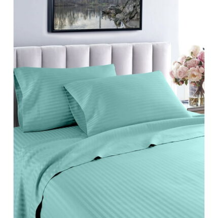 600 Thread Count 100% Egyptian Cotton Striped Sheet Set - Deep Pocket Sheets (California King, Aqua)