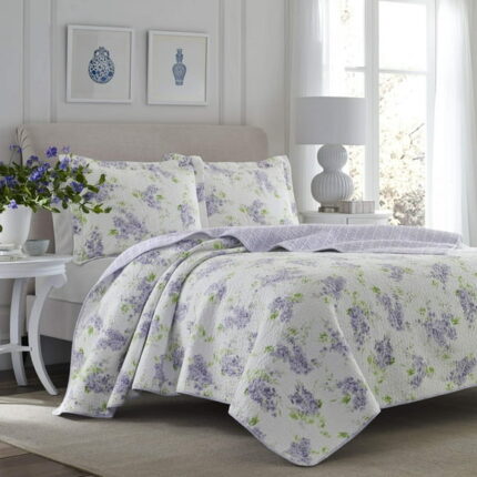 Laura Ashley  Keighley Lilac Cotton 3-piece Quilt Set