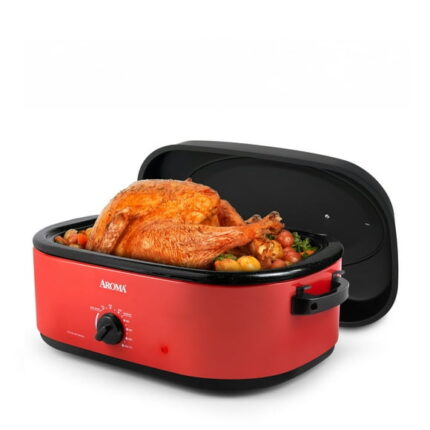 Aroma? 18Qt. Electric Roaster Oven with High Dome Lid, 8X Bonded Granite Enamel, New-Red (ART-718RH)