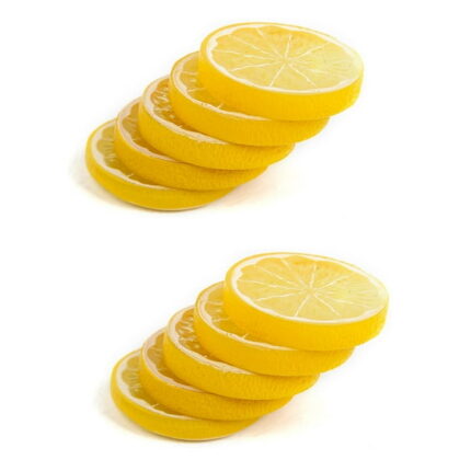 Asdomo 10pcs Lemon Slice Artificial Fruit Lifelike Model for Home Party Decoration