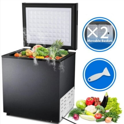 Auseo 2.5 cu. ft. Chest Freezer with 2 baskets Free Standing Top open Door Deep Compact Freezer Suitable for Home/RV/Kitchen/Office-Black