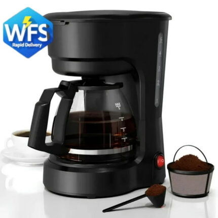Auseo 5-Cup Fast Brew  Drip Coffee Maker Quick Heat, Anti-Drip & Detachable Funnel & Filter, 700W Beginner-Friendly Machine with Glass Carafe