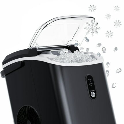 Auseo Nugget Ice Maker Countertop, 35Lbs/24H with Self-Cleaning, 6 Min/Round, for Home/Office/Bar, Black