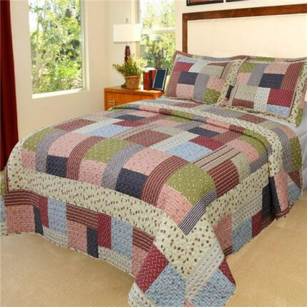 Bedford Home 66A-19769 Savannah Printed 3 Piece Quilt Set, Full & Queen Size