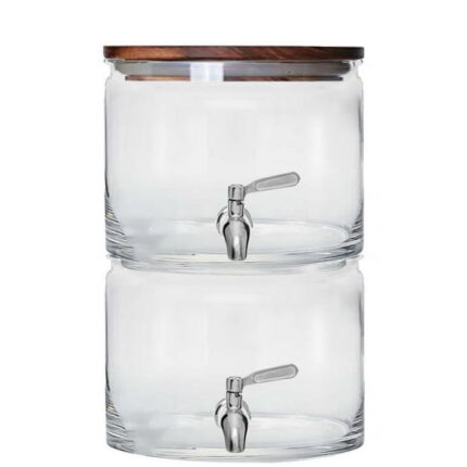 Better Homes & Gardens 240oz Stacking Glass Beverage Dispenser with Acacia Wood Lid