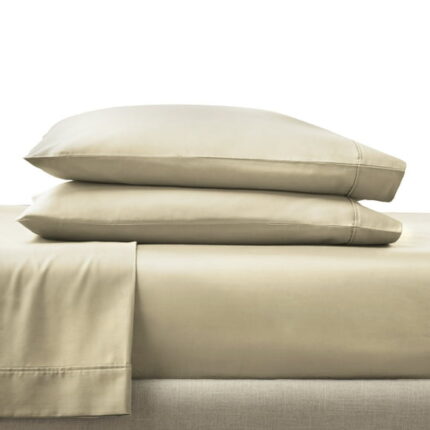 Better Homes & Gardens 4-Piece 300 Thread Count Almond Biscuit Cotton Sateen Bed Sheet Set, Queen