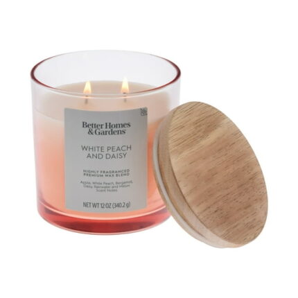 Better Homes & Gardens White Peach and Daisy Scented 2-Wick Ombre Jar Candle 12oz