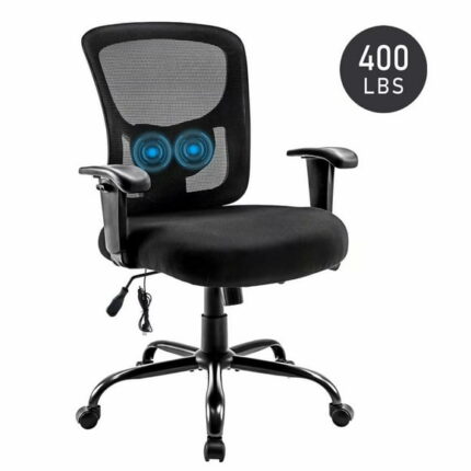 Big & Tall Ergonomic Desk Chair Mesh Computer Chair Mid-Back SwivelAdjustable Office Chair,Black