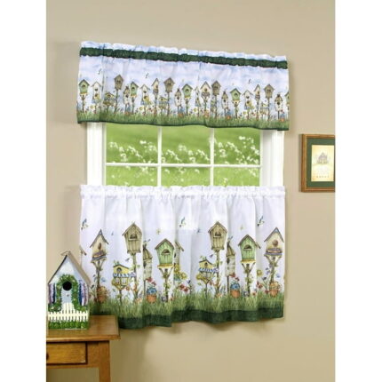 GoodGram Birdhouse Floral Print Kitchen Tier & Valance, 57 x 36 (2 Panels)