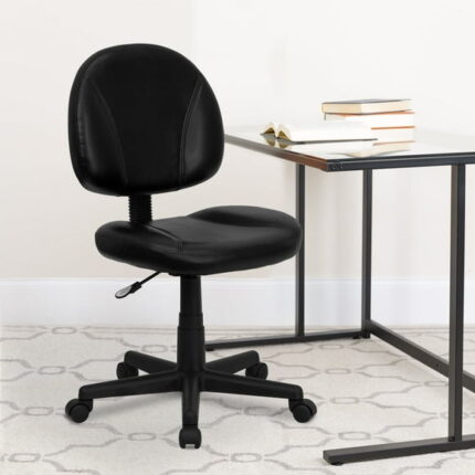 BizChair Mid Back Height Adjustment and Swivel Office Desk Chair, Black