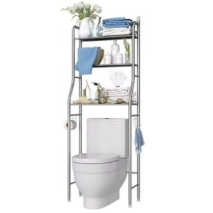 CACAGOO Over the Toilet Storage 3-Tier Over Toilet Bathroom Organizer Over Washing Machine Rack  Shelf, Stainless Steel