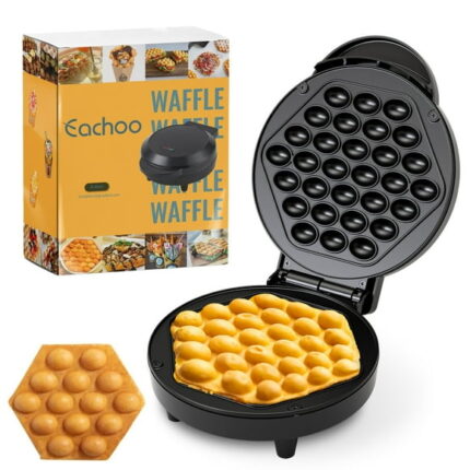 CACHOO Bubble Waffle Maker- Electric Non stick Hong Kong Egg Waffler Iron Griddle - Ready in under 5 Minutes(1200W, Black)