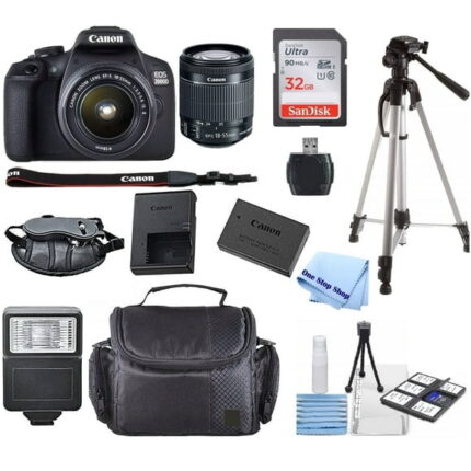 Canon EOS 2000D / Rebel T7 24.1MP Digital SLR Camera + EF-S 18-55mm lens + Case + ONESTOP BUNDLE  (International Model)
