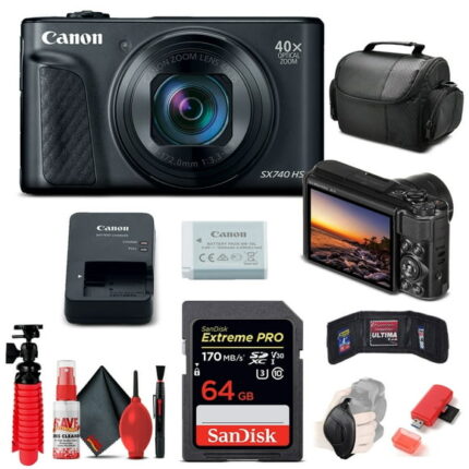 Canon PowerShot SX740 HS Digital Camera | Black | 20.3 MP | 40x Optical Zoom | 64GB SD Card Kit(International Model)