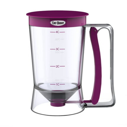 Chef Buddy Pancake Batter Dispenser with Squeeze Handle for Batter (Purple)
