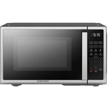 Chefman 1.1 Cu ft Countertop Microwave Oven, 1000 Watts - Stainless Steel, New