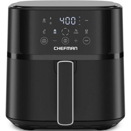 Chefman 6 Qt Compact Digital Touch Air Fryer w/ Hi-Fry & Shake Reminder - Black, New