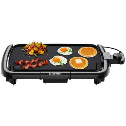Chefman Electric Griddle w/ Immersible Flat Top, Non-Stick 10"x16" Surface, Temperature Control - Black, New