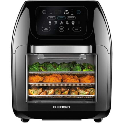 Chefman Multifunctional Digital 10 Qt. Air Fryer+ Rotisserie, Fry, Roast & Bake, 17 Presets - Black, New