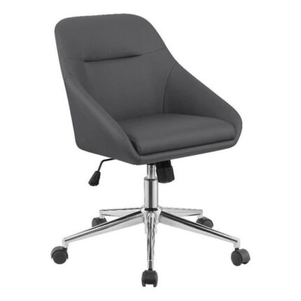 Coaster Jackman 35.25"H Faux Leather Office Chair with Casters in Gray/Chrome