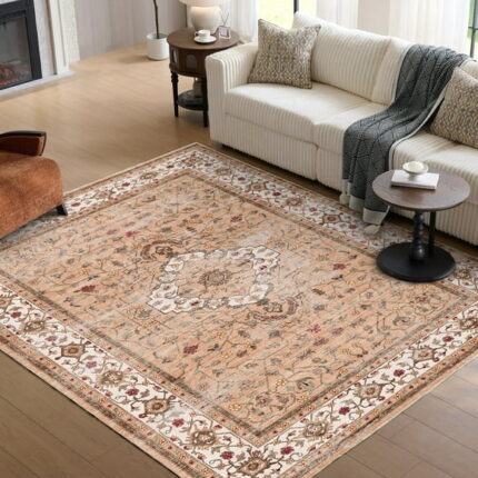 Cocosity 8'x10' Washable Vintage Style Low-Pile Soft Area Rug for Living Room Bedroom Office