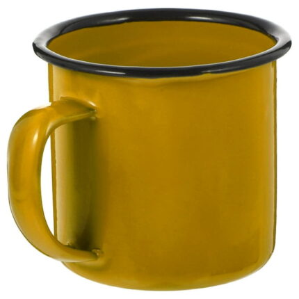 Coffee Mug Cup Tin Camping Mugs Campfire Coffee Cup Tea Drinking Cup For Latte Americano Cappuccinos Beverage ( Yellow )