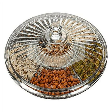 Creative Acrylic Multifunctional Party Snack Tray with Lid,Serving Dishes for Dried Fruits Nuts Candies Fruits,6-Compartment (Clear)