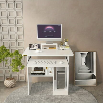 DONG WEI GONG Home Office Computer Desk with Monitor Stand Keyboard Tray, 30 Inch Study Writing Desk Small
