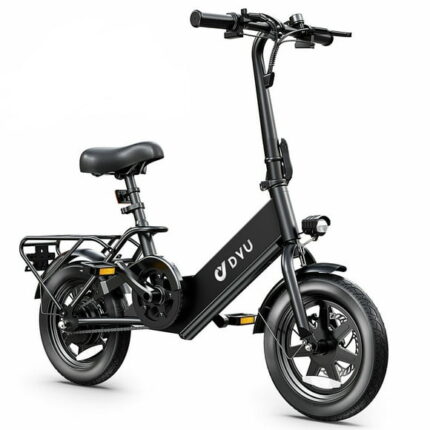 DYU 14" Folding Electric Bike for Adults Teens, 350W 36V/7.5AH, Pedal-Assist, Commuter Cruiser City E Bike