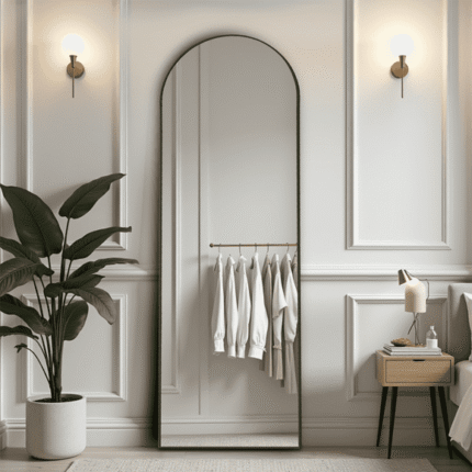 Dovelina Floor Standing Mirror, Wall Mirror with Stand Aluminum Alloy Thin Frame