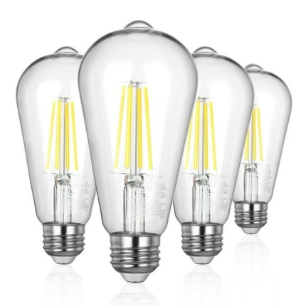 EDISHINE 4 Pack LED Vintage Light Bulb, 4000K, ST19 60W Daylight Classic Filament, E26 Base, Non-Dimmable