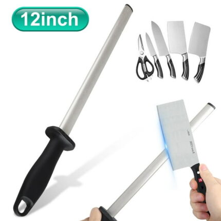 EEEkit 12" Diamond Knife Sharpener Rod, Professional Sharpening Tool Honing Rod for Kitchen Knives