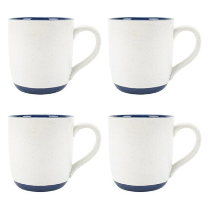 Elanze Designs Typewriter Speckled Navy Blue 13 ounce Ceramic Coffee Mugs Set of 4
