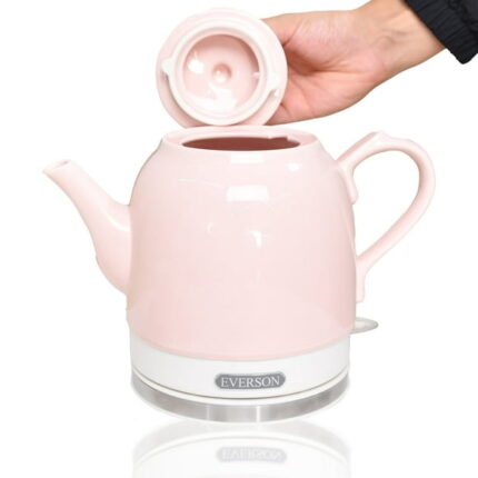 Everson 1.5L Electric Kettle, Pink Electric Tea Kettle, Tea Maker, Hot Water Kettle
