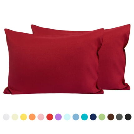 Flxxie Microfiber Toddler Pillowcases with Zipper, Ultra Soft Travel Pillow Covers, Small Pillowcases for Kids, Wine Red, 13" x 18", 2 Pack