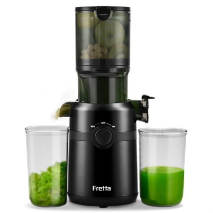 Fretta Slow Masticating Juicer Machines with 4.25" Feed Chute, Cold Press Juicer Machines Fit Whole Fruits & Vegetables, BPA Free (Black)