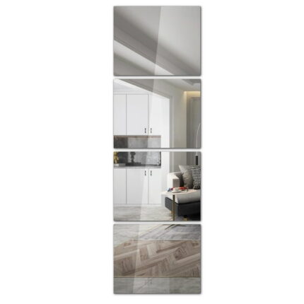 MEBRUDY 4Pcs 14x11 Inch Full Length Mirror Tiles, Glass Full Body Wall Mirror for Home Gym Bedroom Living Room Closet Door Dorm
