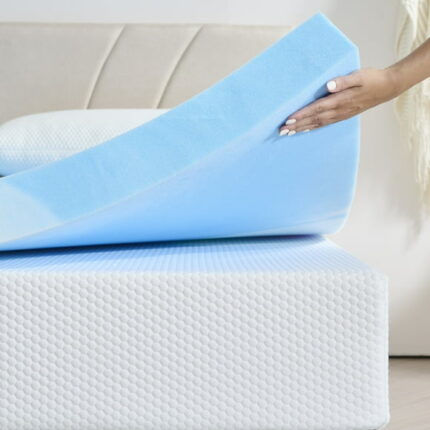 GELBIY Mattress Topper, 2 Inch Queen Memory Foam Mattress Topper, Blue