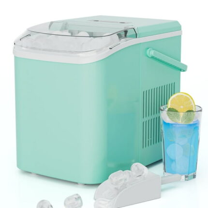 CONCETTA Portable Ice Maker Machine, 26.5 lb/Day Ice, Two Ice Sizes, Self-Cleaning Function, Compact Countertop Ice Maker with Ice Scoop & Basket, Green