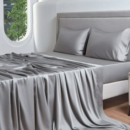 GTNSHUAI Luxury 100% Bamboo Cooling Bed Sheets Set, 4 Pieces Queen Sheets Hotel Luxury Silky Bed Sheets with 16" Deep Pocket, Gray