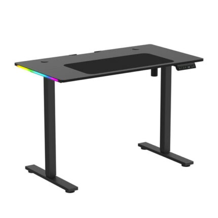GTRACING Adjustable Height RGB Electric Sit or Stand Computer Desk with LED Lights, Black