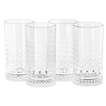 Gibson Home 142176.04 16 oz Teardrop Embossed Glass Tumbler Set - 4 Piece