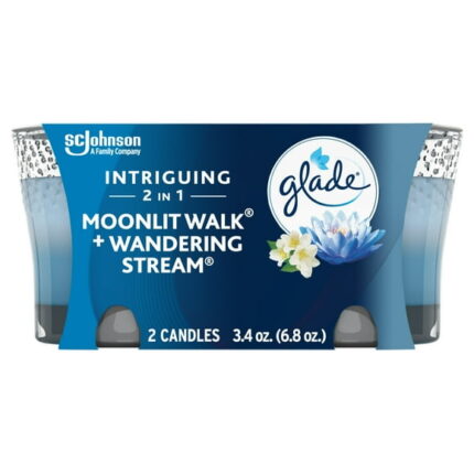 Glade 2 in 1 Candle, Moonlit Walk & Wandering Stream, Infused with Essential Oils, 2 Count