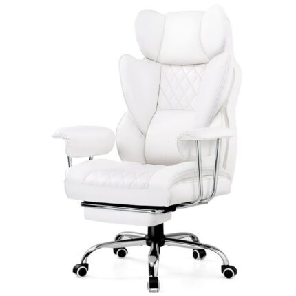 Gtracing High Back Lumbar Support and Height Adjustment Gaming Desk Chair, White