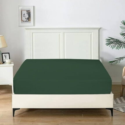 HOMES PERCEPTION 100% Jersey Cotton King Fitted Sheet Only ? Comfy Stretch Fabric ? 16? Deep Pocket Fitted Sheet Fade Resistant, Wrinkle-Free King Sheets, Hunter Green